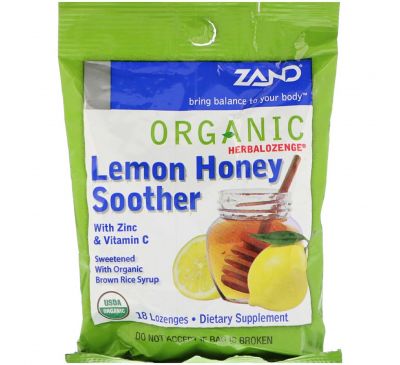 Zand, Органические таблетки на основе трав, лимон и мед со смягчающим действием, 18 таблеток