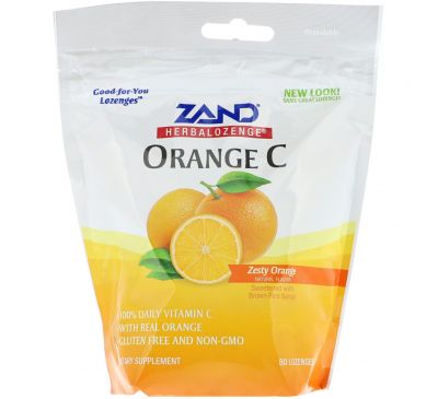 Zand, Таблетки на основе трав, апельсин, витамин C, 80 леденцов