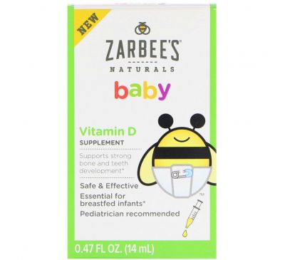 Zarbee's, Нэчуралс, витамин D для малышей, 0,47 жидк. унц. (14 мл)