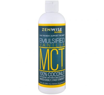Zenwise Health, MCT Oil, 100% Coconut, Emulsified Vanilla , 12 fl oz (355 ml)