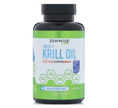Zenwise Health, Омега 3, масло морского криля с SuperbaBoost, 60 мягких таблеток
