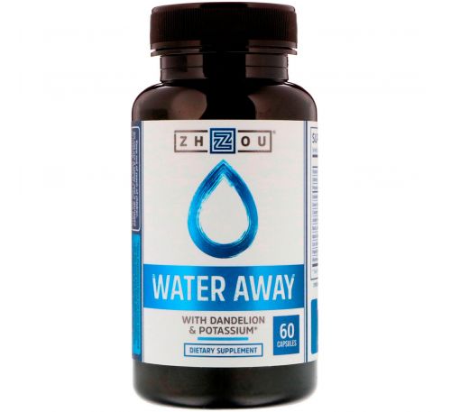 Zhou Nutrition, Water Away с одуванчиком и калием, 60 капсул