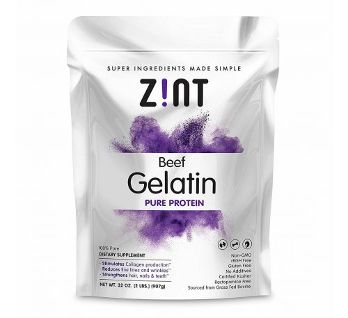 Zint, Beef Gelatin, Чистый Протеин, 32 унции (907г)