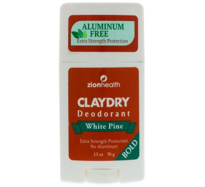 Zion Health, Clay Dry Deodorant, White Pine, Bold, 2.5 oz (70 g)