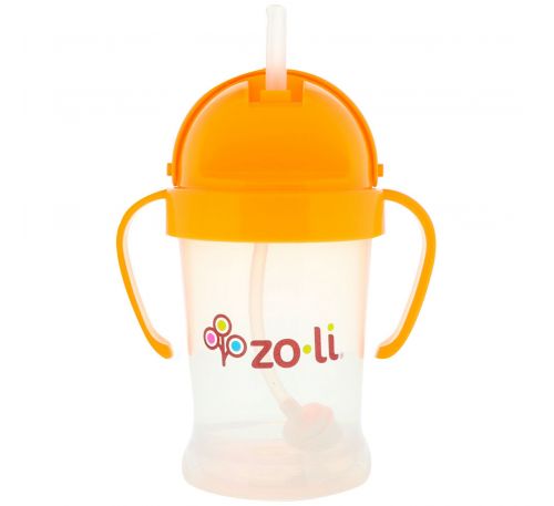 Zoli, Bot, кружка-непроливайка с соломинкой, оранжевая, 6 унций